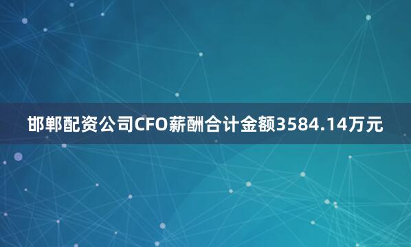 邯郸配资公司CFO薪酬合计金额3584.14万元